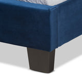 Benjen Modern and Contemporary Glam Navy Blue Velvet Fabric Upholstered Twin Size Panel Bed