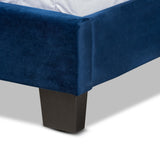 Benjen Modern and Contemporary Glam Navy Blue Velvet Fabric Upholstered Queen Size Panel Bed