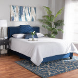 Benjen Modern and Contemporary Glam Navy Blue Velvet Fabric Upholstered Queen Size Panel Bed