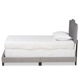 Benjen Modern and Contemporary Glam Grey Velvet Fabric Upholstered Twin Size Panel Bed