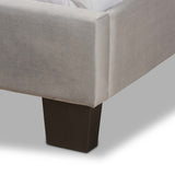 Benjen Modern and Contemporary Glam Grey Velvet Fabric Upholstered Queen Size Panel Bed