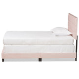 Tamira Modern and Contemporary Glam Light Pink Velvet Fabric Upholstered Twin Size Panel Bed