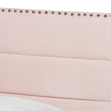 Tamira Modern and Contemporary Glam Light Pink Velvet Fabric Upholstered Twin Size Panel Bed