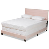 Tamira Modern and Contemporary Glam Light Pink Velvet Fabric Upholstered Queen Size Panel Bed