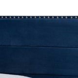 Tamira Modern and Contemporary Glam Navy Blue Velvet Fabric Upholstered Twin Size Panel Bed