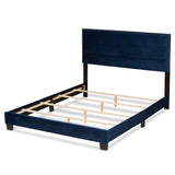 Tamira Modern and Contemporary Glam Navy Blue Velvet Fabric Upholstered Queen Size Panel Bed