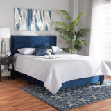 Tamira Modern and Contemporary Glam Navy Blue Velvet Fabric Upholstered Queen Size Panel Bed