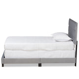 Tamira Modern and Contemporary Glam Grey Velvet Fabric Upholstered Twin Size Panel Bed