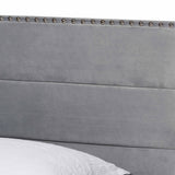 Tamira Modern and Contemporary Glam Grey Velvet Fabric Upholstered Twin Size Panel Bed