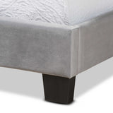 Tamira Modern and Contemporary Glam Grey Velvet Fabric Upholstered Twin Size Panel Bed