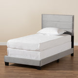 Tamira Modern and Contemporary Glam Grey Velvet Fabric Upholstered Twin Size Panel Bed