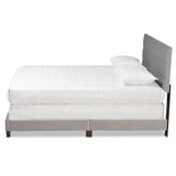 Tamira Modern and Contemporary Glam Grey Velvet Fabric Upholstered Queen Size Panel Bed