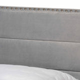 Tamira Modern and Contemporary Glam Grey Velvet Fabric Upholstered Queen Size Panel Bed