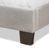 Tamira Modern and Contemporary Glam Grey Velvet Fabric Upholstered Queen Size Panel Bed