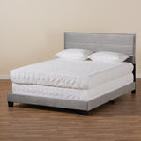 Tamira Modern and Contemporary Glam Grey Velvet Fabric Upholstered Queen Size Panel Bed