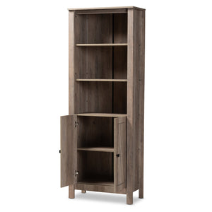 Derek Modern and Contemporary Transitional Natural Oak Finished Wood 2-Door Bookcase