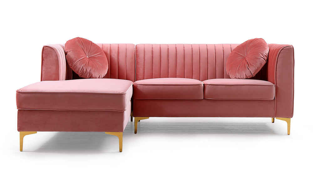 VIG Furniture Divani Casa - Rachel Modern Pink Velvet Left Facing Sectional Sofa VG2T1128-PNK