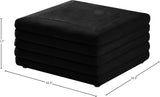 Lorenzo Velvet / Engineered Wood / Foam Contemporary Black Velvet Ottoman - 32.5" W x 32.5" D x 17" H