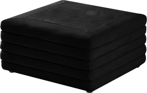 Lorenzo Velvet / Engineered Wood / Foam Contemporary Black Velvet Ottoman - 32.5" W x 32.5" D x 17" H