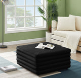 Lorenzo Velvet / Engineered Wood / Foam Contemporary Black Velvet Ottoman - 32.5" W x 32.5" D x 17" H