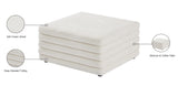 Lorenzo Velvet / Engineered Wood / Foam Contemporary Cream Velvet Ottoman - 32.5" W x 32.5" D x 17" H