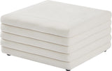 Lorenzo Velvet / Engineered Wood / Foam Contemporary Cream Velvet Ottoman - 32.5" W x 32.5" D x 17" H