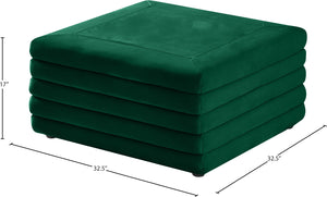 Lorenzo Velvet / Engineered Wood / Foam Contemporary Green Velvet Ottoman - 32.5" W x 32.5" D x 17" H