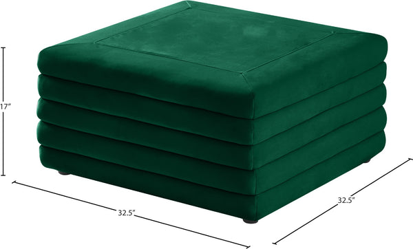 Lorenzo Velvet / Engineered Wood / Foam Contemporary Green Velvet Ottoman - 32.5" W x 32.5" D x 17" H