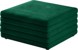 Lorenzo Velvet / Engineered Wood / Foam Contemporary Green Velvet Ottoman - 32.5" W x 32.5" D x 17" H