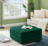 Lorenzo Velvet / Engineered Wood / Foam Contemporary Green Velvet Ottoman - 32.5" W x 32.5" D x 17" H