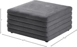 Lorenzo Velvet / Engineered Wood / Foam Contemporary Grey Velvet Ottoman - 32.5" W x 32.5" D x 17" H