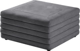 Lorenzo Velvet / Engineered Wood / Foam Contemporary Grey Velvet Ottoman - 32.5" W x 32.5" D x 17" H