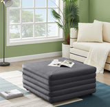 Lorenzo Velvet / Engineered Wood / Foam Contemporary Grey Velvet Ottoman - 32.5" W x 32.5" D x 17" H