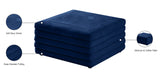 Lorenzo Velvet / Engineered Wood / Foam Contemporary Navy Velvet Ottoman - 32.5" W x 32.5" D x 17" H