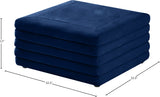 Lorenzo Velvet / Engineered Wood / Foam Contemporary Navy Velvet Ottoman - 32.5" W x 32.5" D x 17" H