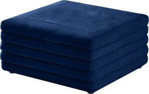 Lorenzo Velvet / Engineered Wood / Foam Contemporary Navy Velvet Ottoman - 32.5" W x 32.5" D x 17" H