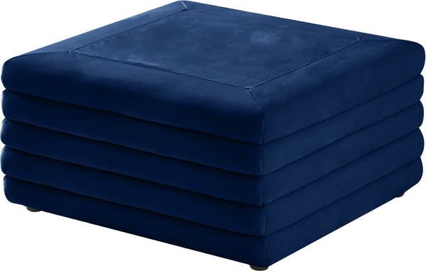 Lorenzo Velvet / Engineered Wood / Foam Contemporary Navy Velvet Ottoman - 32.5" W x 32.5" D x 17" H