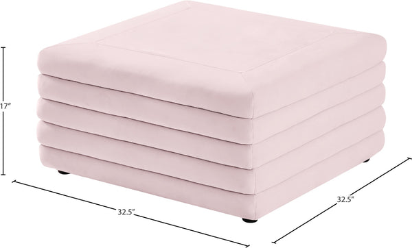 Lorenzo Velvet / Engineered Wood / Foam Contemporary Pink Velvet Ottoman - 32.5" W x 32.5" D x 17" H