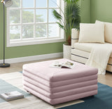 Lorenzo Velvet / Engineered Wood / Foam Contemporary Pink Velvet Ottoman - 32.5" W x 32.5" D x 17" H