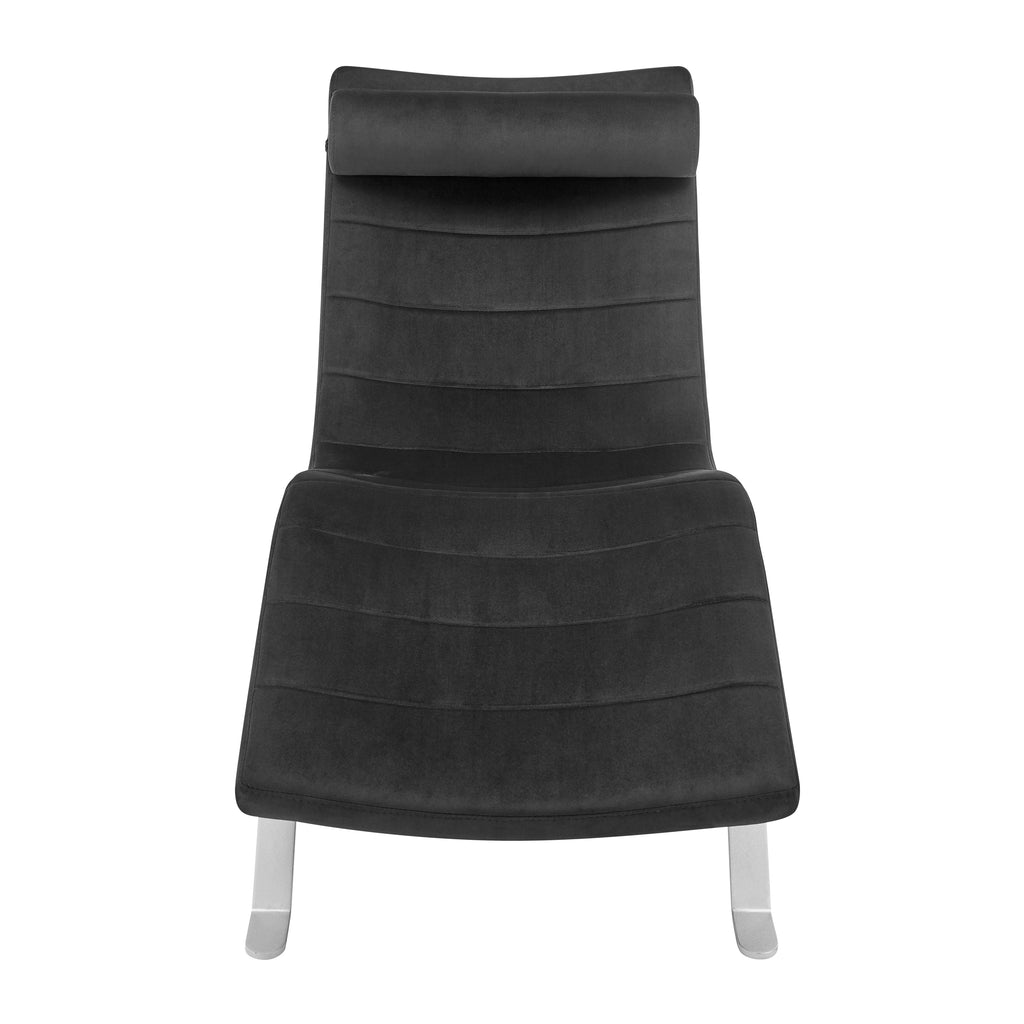 Gilda Lounge Chair in Black Velvet with Silver Base