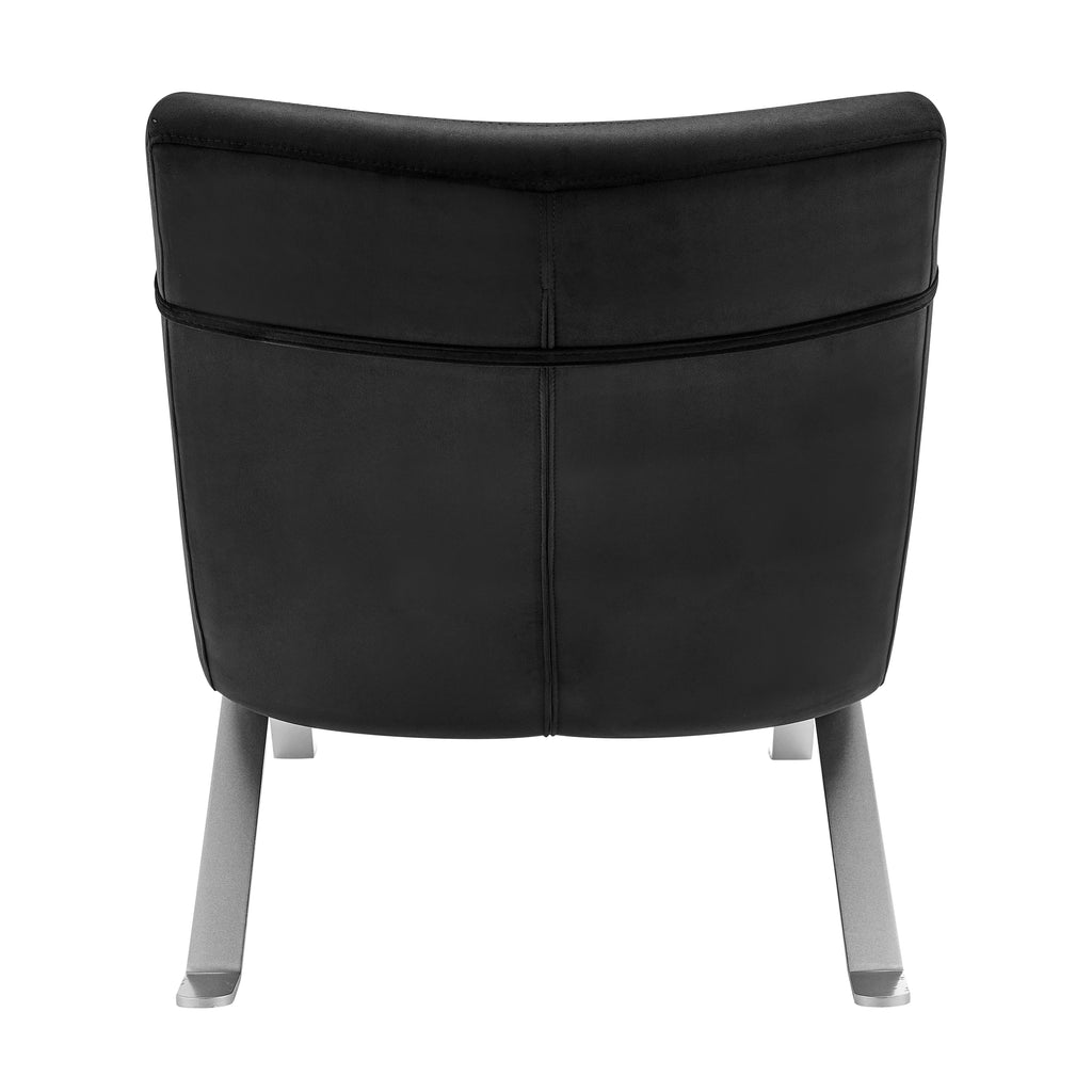 Gilda Lounge Chair in Black Velvet with Silver Base