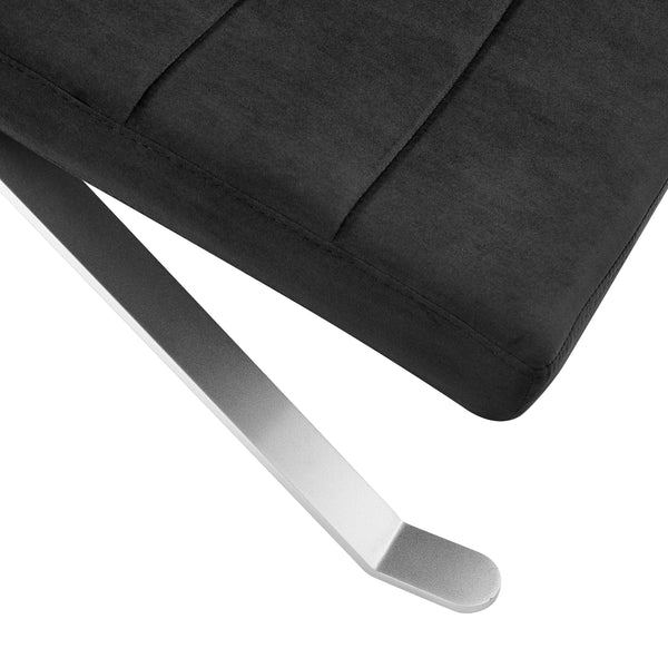 Gilda Lounge Chair in Black Velvet with Silver Base