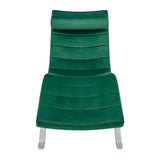 Gilda Lounge Chair in Green Velvet with Silver Base