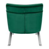 Gilda Lounge Chair in Green Velvet with Silver Base
