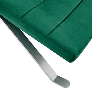 Gilda Lounge Chair in Green Velvet with Silver Base