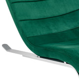 Gilda Lounge Chair in Green Velvet with Silver Base