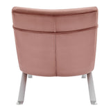 Gilda Lounge Chair in Rose Velvet with Silver Base