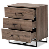 Daxton Modern and Contemporary Rustic Oak Finished Wood 3-Drawer Storage Chest