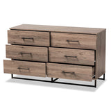 Daxton Modern and Contemporary Rustic Oak Finished Wood 6-Drawer Dresser