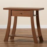 Baxton Studio Herman Modern and Contemporary Walnut Brown Finished Wood 1-Drawer Console Table